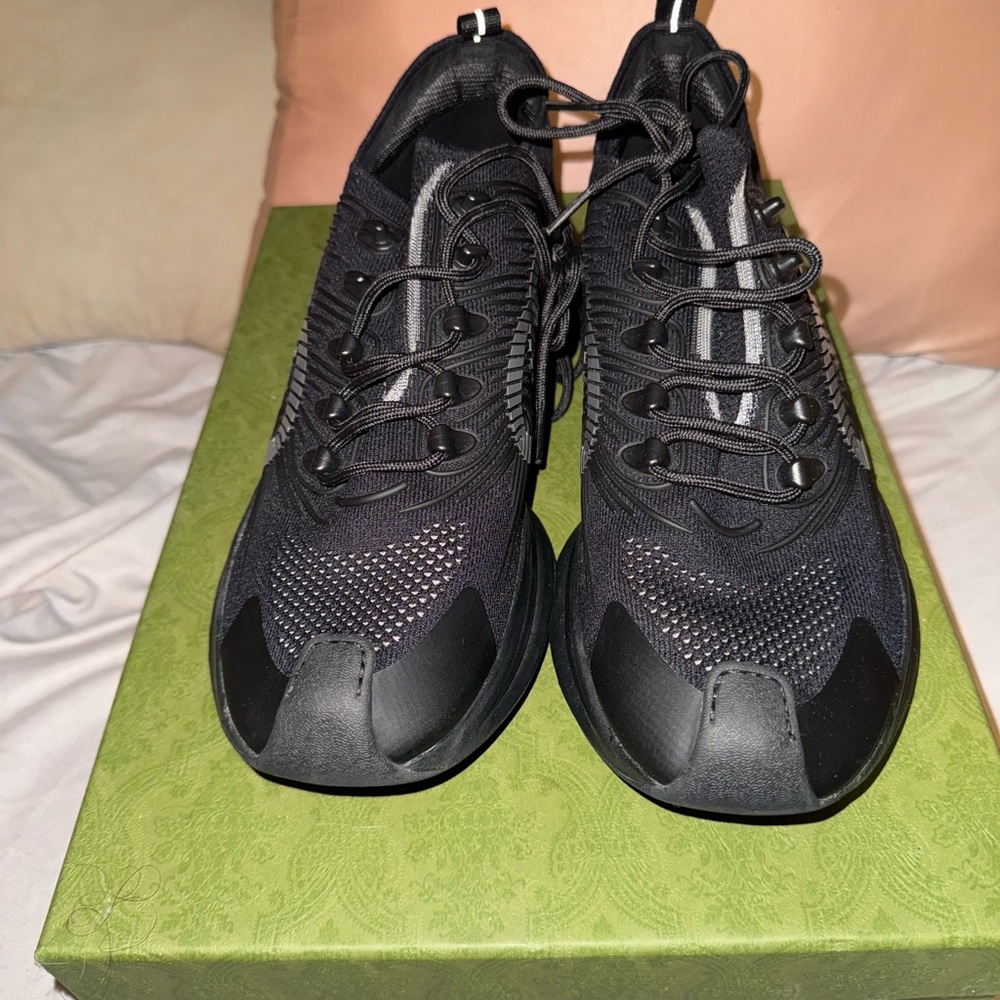 Gucci Black Athletic Shoes with Mesh Upper and Chunky Sole